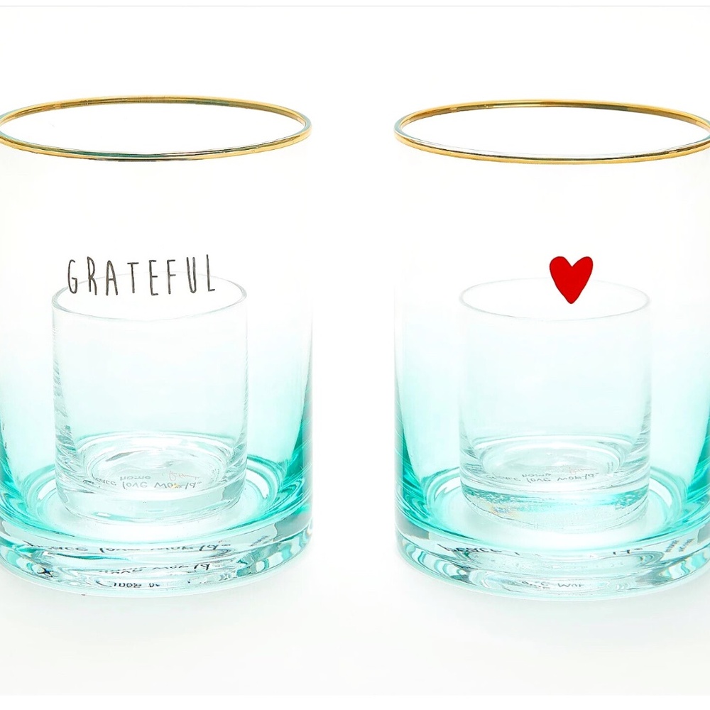 Peace Love World Set of (2) 5" Glass Vase/ Candle Holder New in box!
